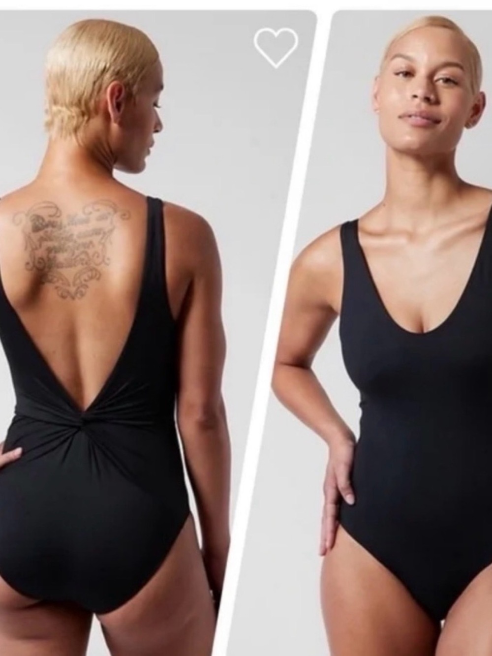 Athleta Black Athletic One-Piece Hampton low back knot twist